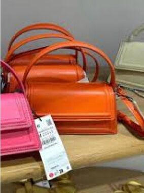 Zara Mini Bag Strap in Bright Coral Orange with Silver Hardware